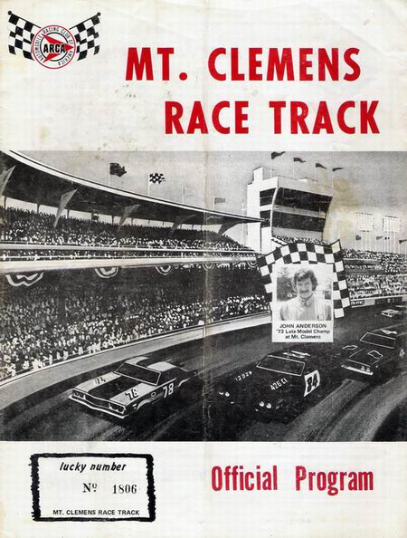 Mt. Clemens Race Track - 1974 Program From David Glenn